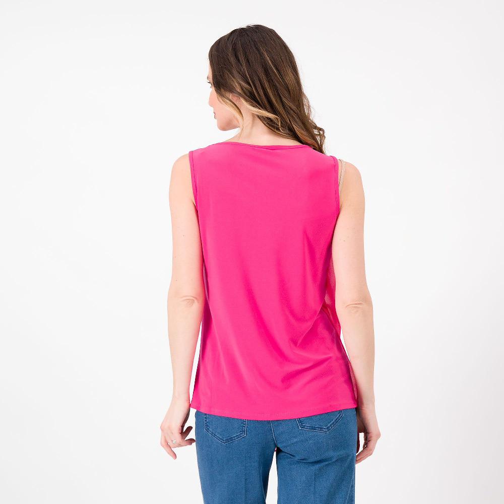 QVC Nina Leonard Top In Jersey Con Inserto In Chiffon