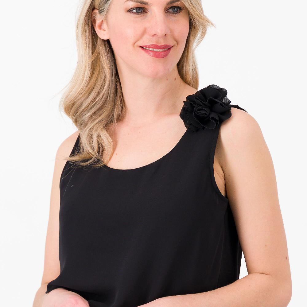 QVC Nina Leonard Top In Jersey Con Pannelli In Chiffon