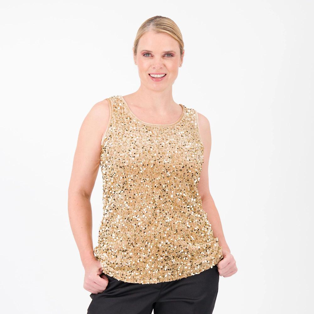 QVC Nina Leonard Top smanicato in ciniglia con paillettes
