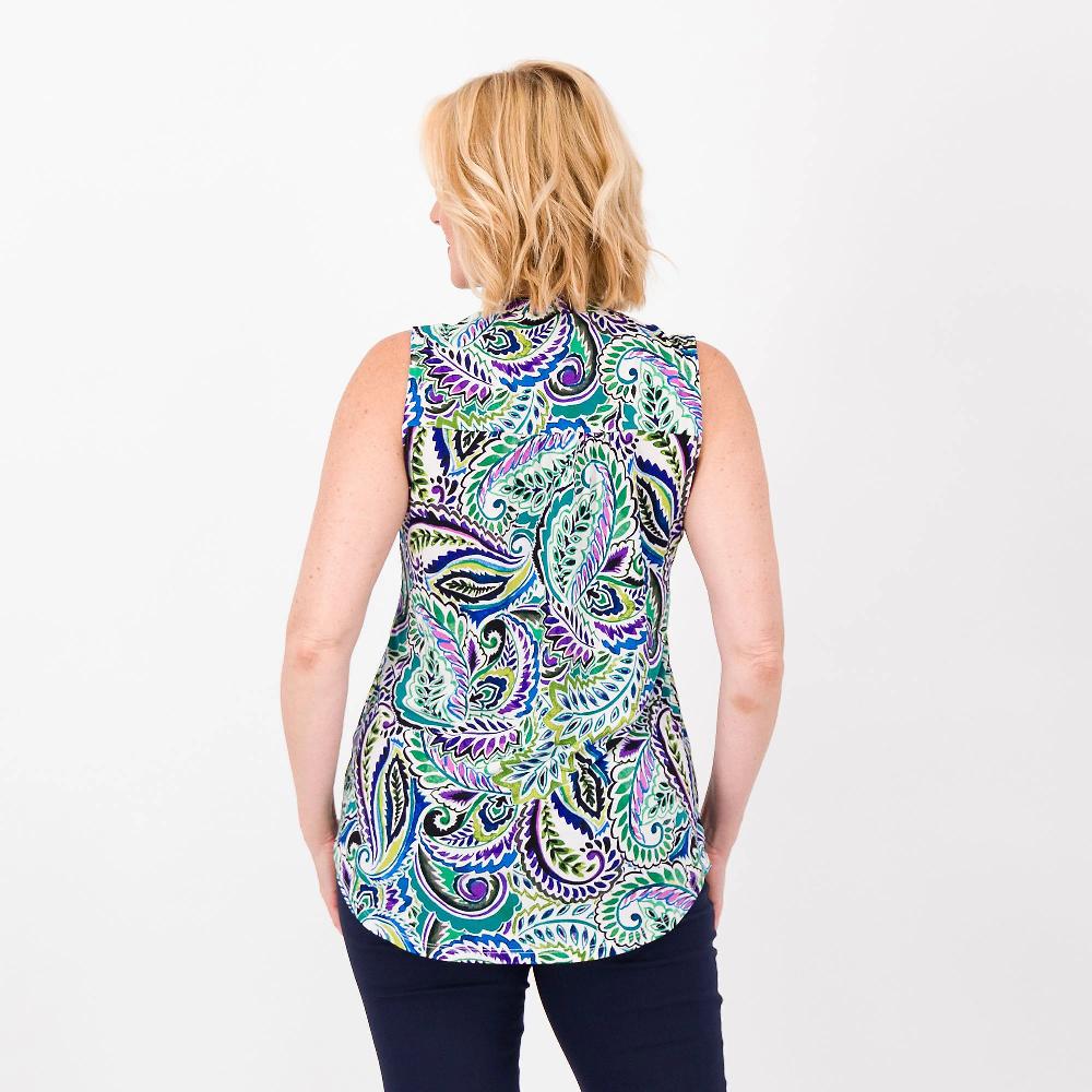 QVC Nina Leonard Top Smanicato In Jersey Fantasia Con Bottoni