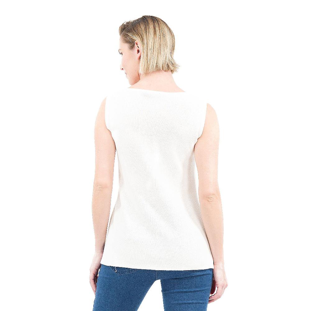 QVC Nina Leonard Top Smanicato In Maglia Di Cotone E Viscosa Spacchi Laterali
