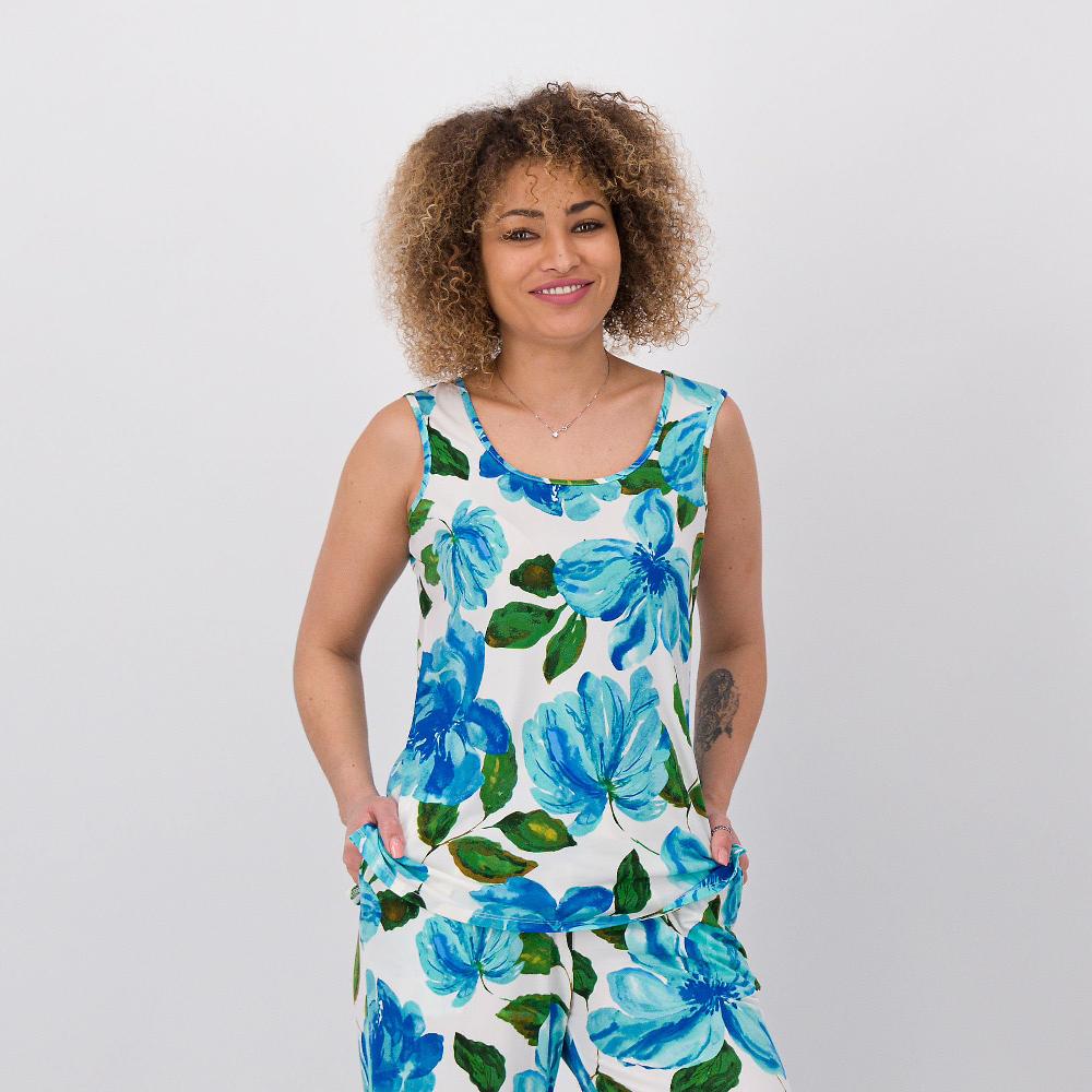 QVC Nina Leonard Top smanicato reversibile in jersey opaco stampato