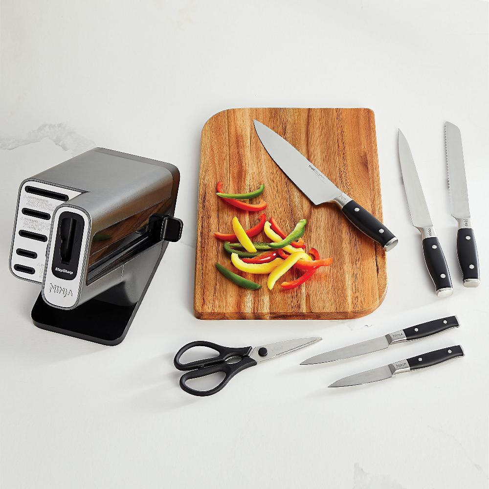 QVC Ninja Set di coltelli con ceppo con affilatrice integrata