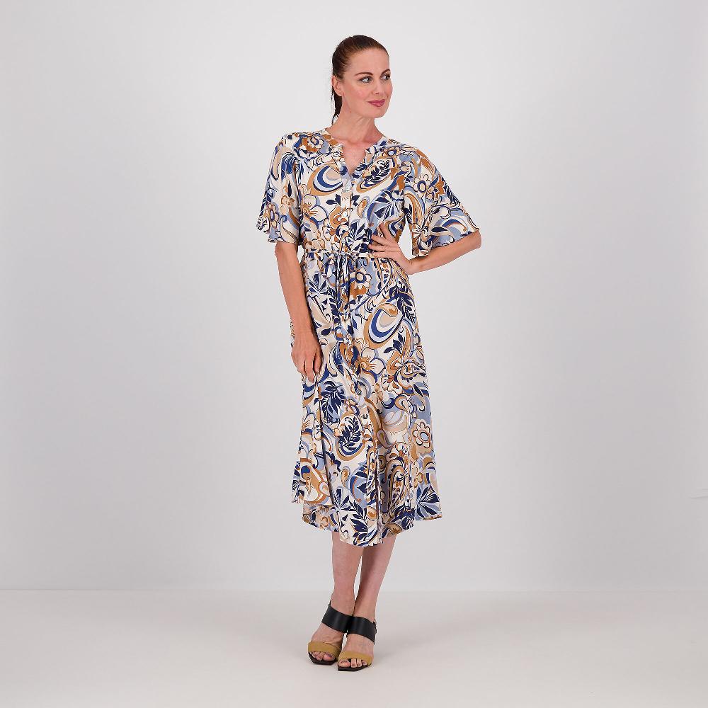 QVC Officina Della Moda Abito Chemisier Fantasia Con Manica Corta