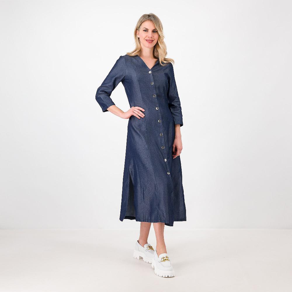 QVC Officina della Moda Abito chemisier in lyocell effetto denim