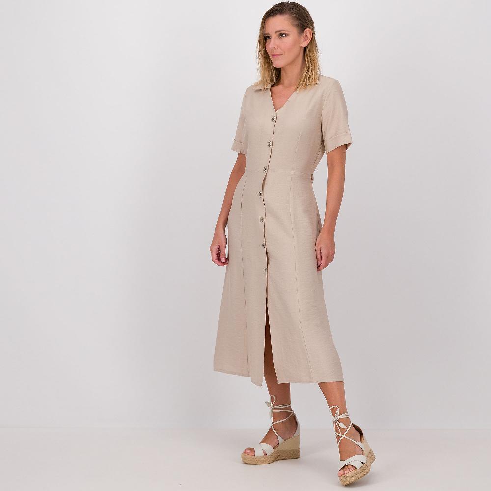 QVC Officina Della Moda Abito Chemisier In Misto Viscosa Con Maniche Corte