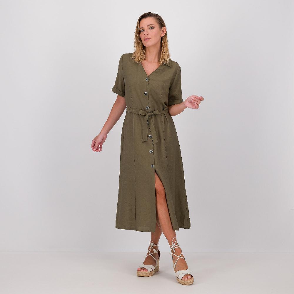 QVC Officina della Moda Abito chemisier in misto viscosa con maniche corte