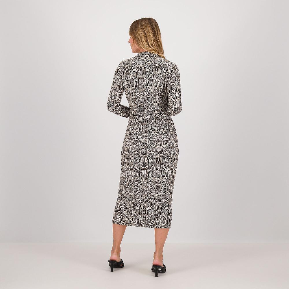 QVC Officina Della Moda Abito Fantasia Con Manica Lunga E Drappeggio