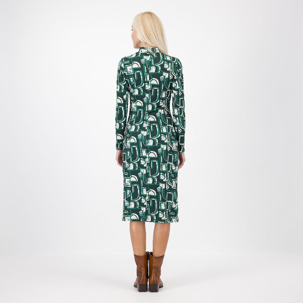 QVC Officina Della Moda Abito Fantasia In Jersey Con Collo Lupetto