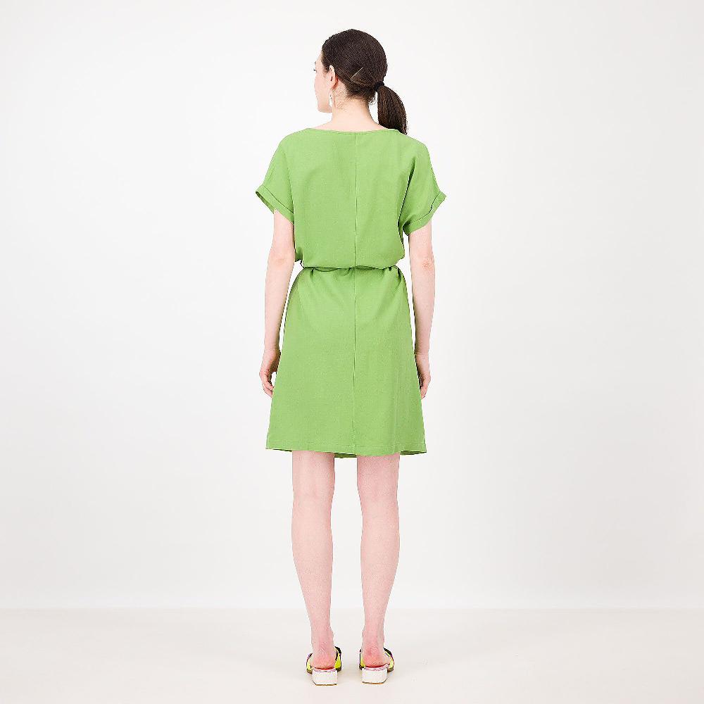 QVC Officina Della Moda Abito In Misto Viscosa Con Lino A Manica Corta