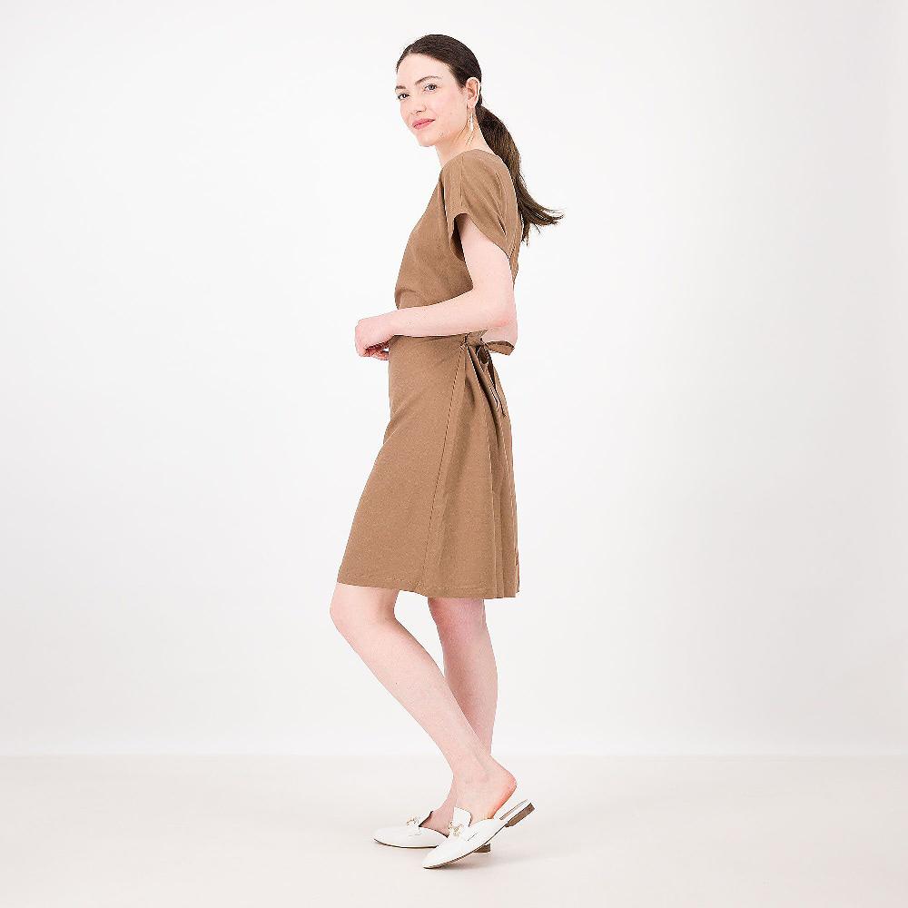 QVC Officina Della Moda Abito In Misto Viscosa Con Lino A Manica Corta