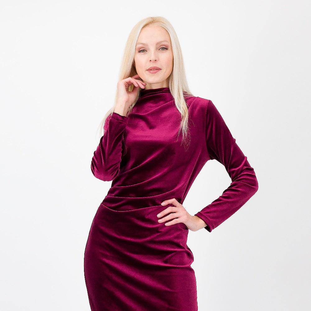 QVC Officina Della Moda Abito In Velluto Con Collo A Cratere
