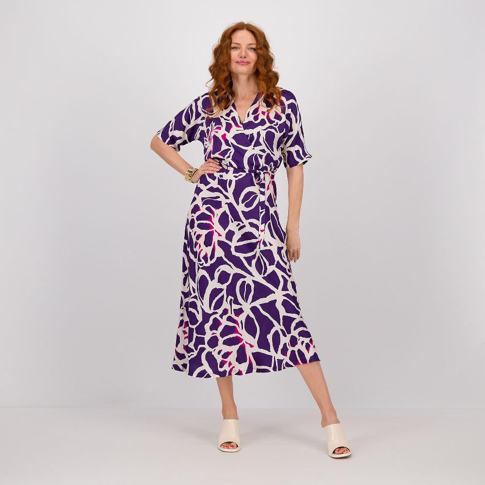 QVC Officina della Moda Abito lungo in raso di viscosa fantasia