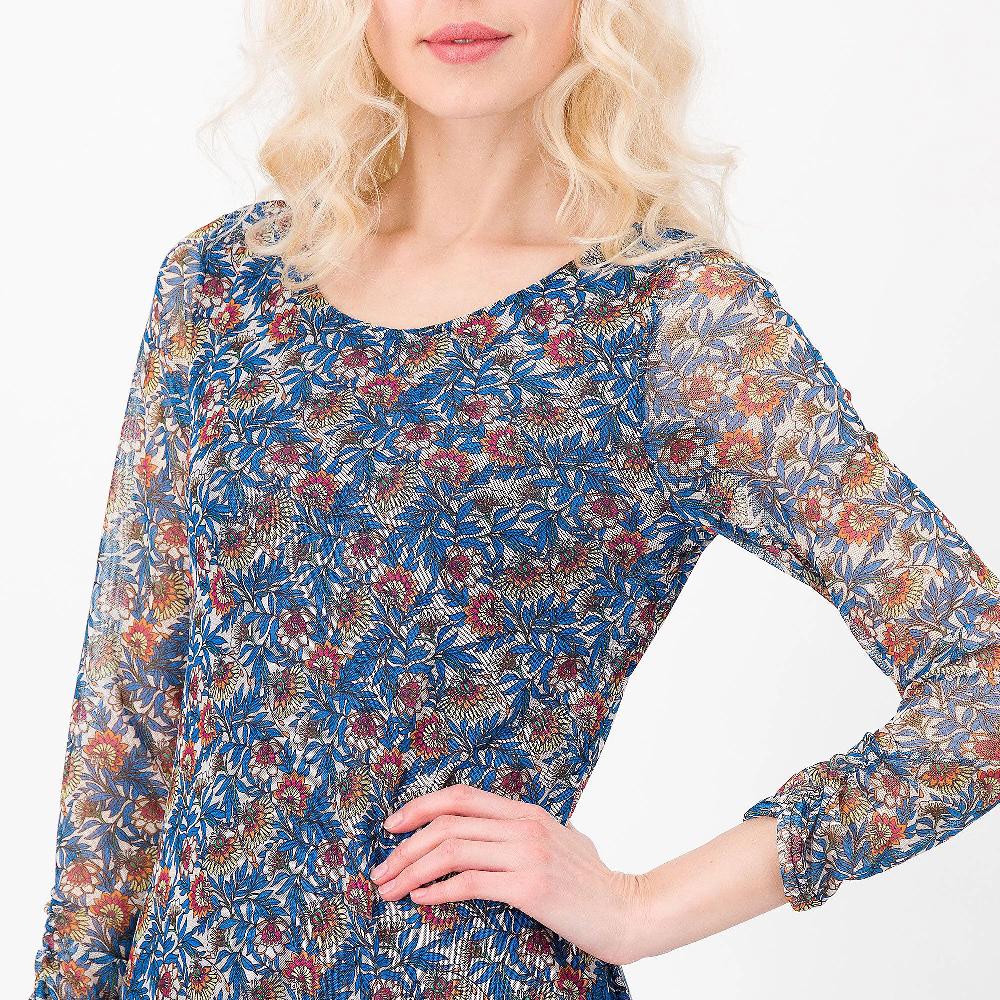QVC Officina Della Moda Abito Lungo In Tulle Fantasia Con Drappeggi Made In Italy