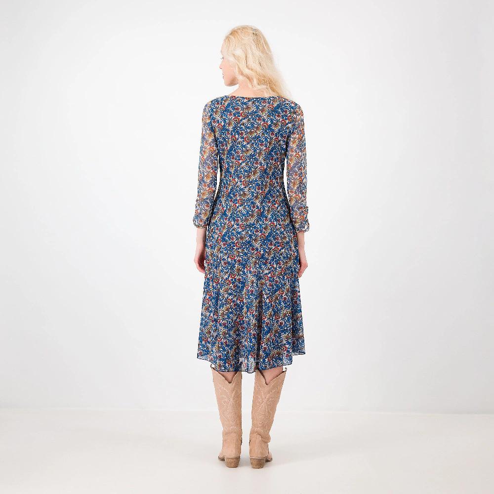 QVC Officina Della Moda Abito Lungo In Tulle Fantasia Con Drappeggi Made In Italy