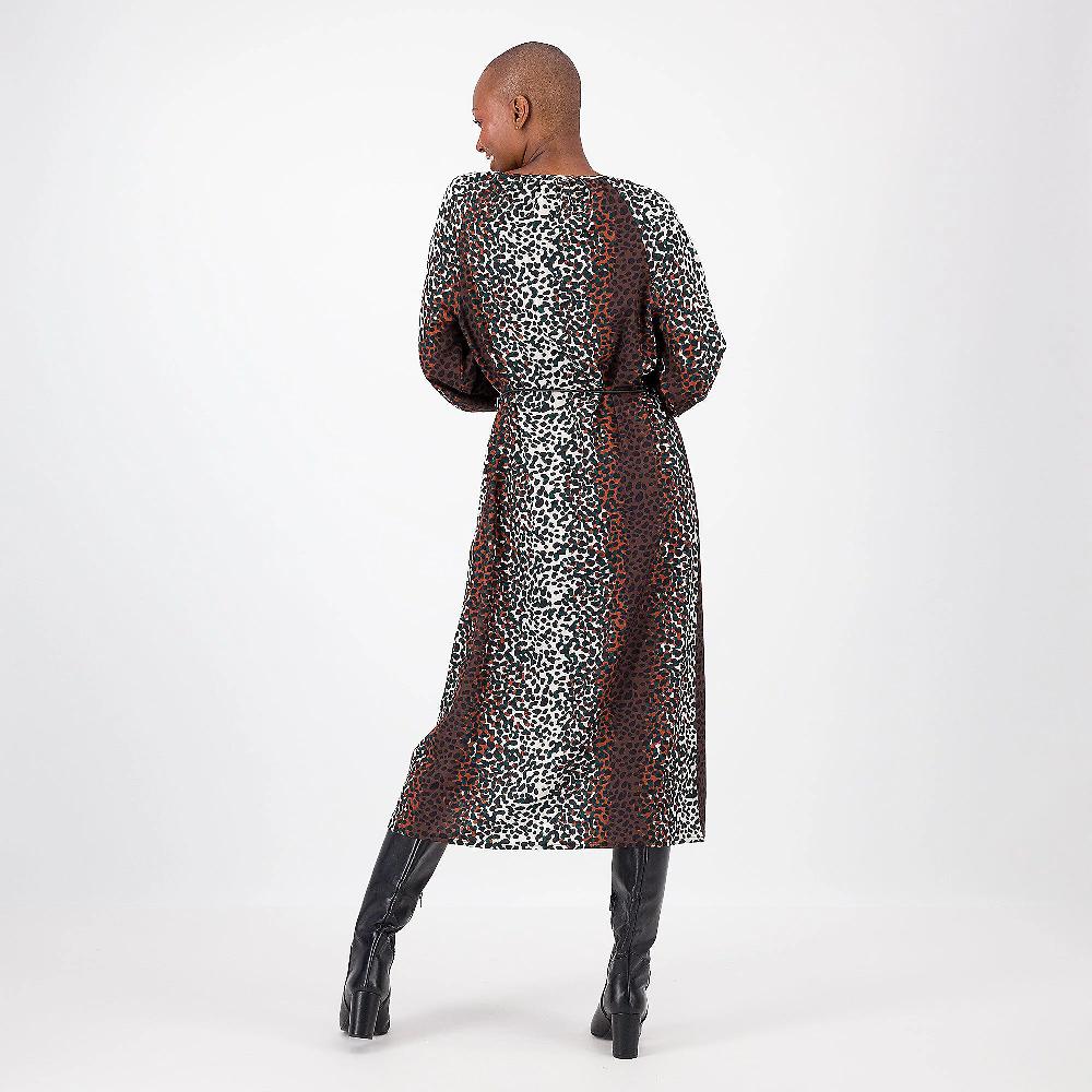 QVC Officina Della Moda Abito Lungo In Twill Fantasia Con Cintura