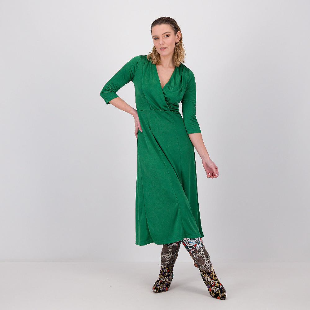QVC Officina della Moda Abito midi in jersey misto viscosa effetto martellato