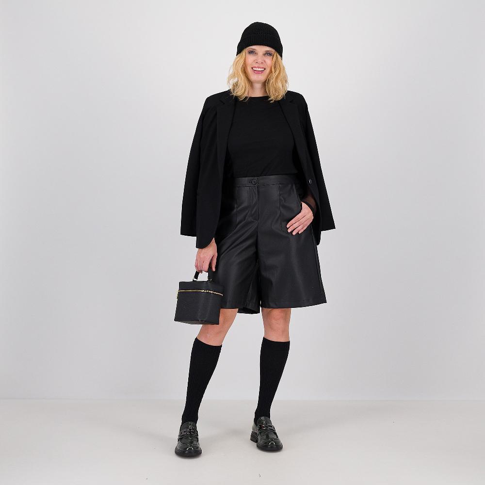QVC Officina Della Moda Bermuda In Tessuto Spalmato Con Tasche