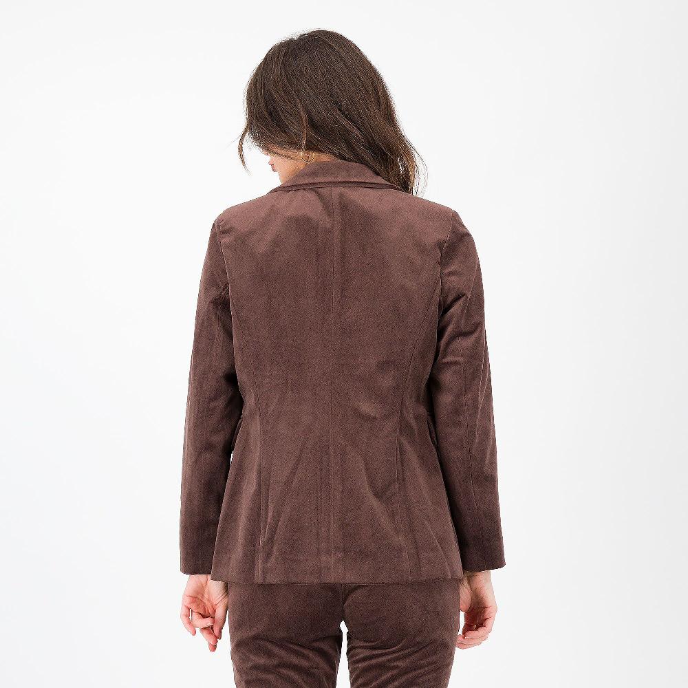 QVC Officina Della Moda Blazer In Velluto Collo A Lancia Tasche Con Patta