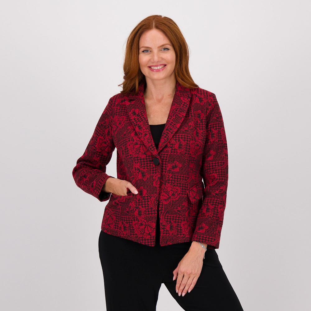QVC Officina della Moda Blazer Jacquard collo rever e tasche con patta