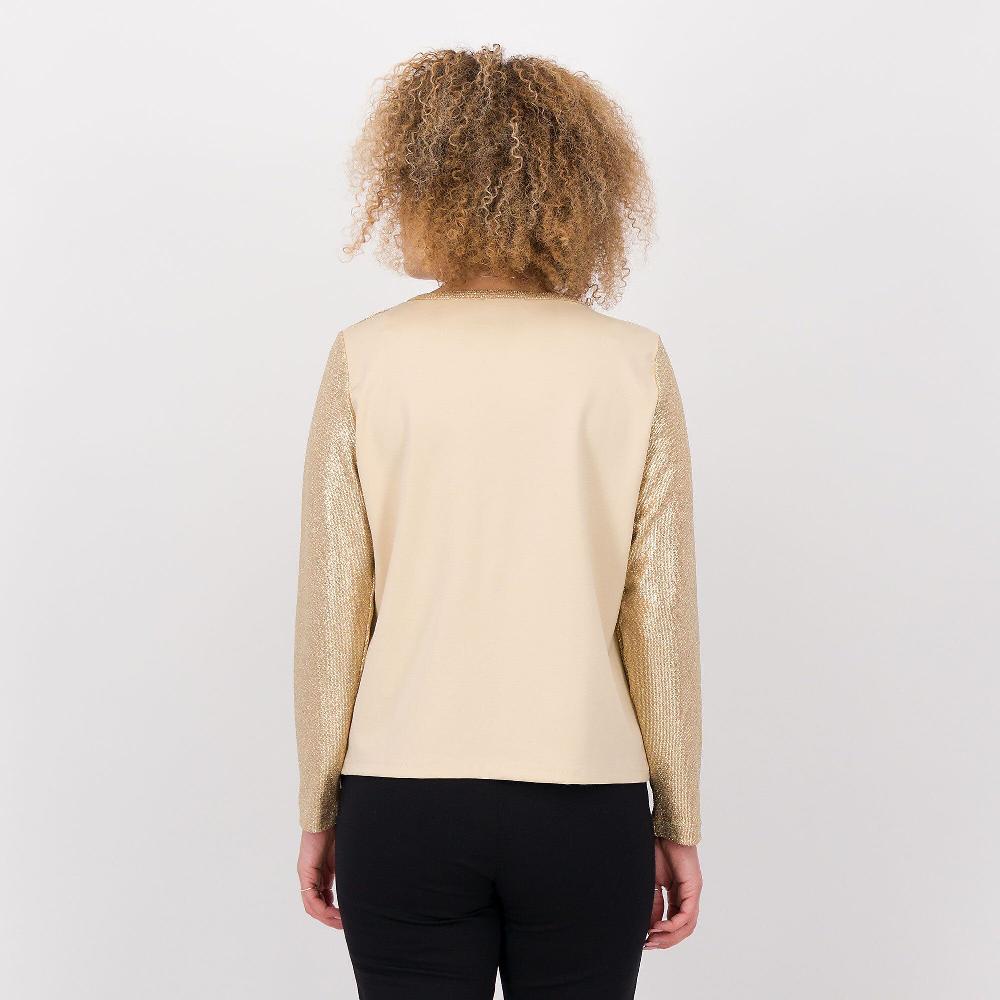 QVC Officina Della Moda Blusa A Scatoletta In Tessuto A Maglia Laminato