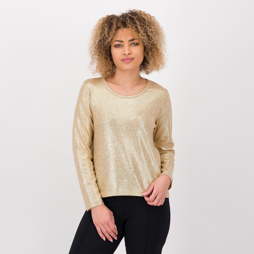 QVC Officina della Moda Blusa a scatoletta in tessuto a maglia laminato