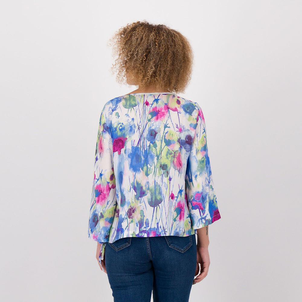 QVC Officina Della Moda Blusa Fantasia A Fiori Con Coulisse Sul Fianco