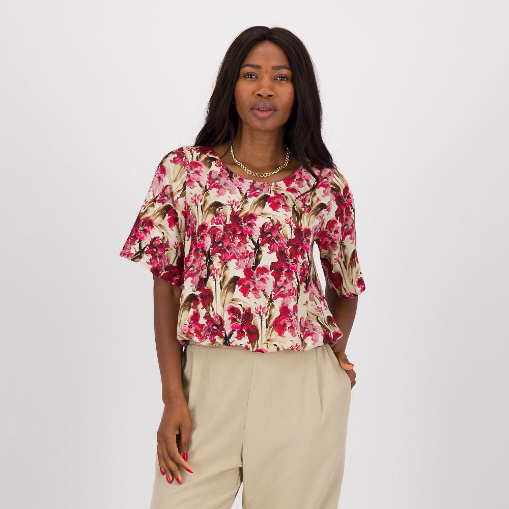 QVC Officina della Moda Blusa in fantasia in raso di viscosa