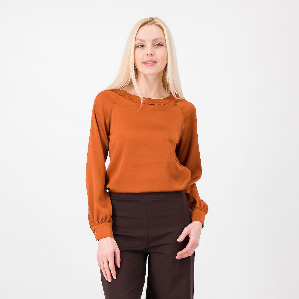 QVC Officina della Moda Blusa in raso crépe maroquin con manica lunga