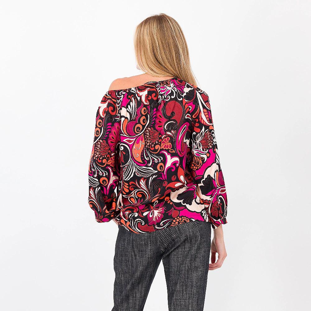 QVC Officina Della Moda Blusa In Raso Di Viscosa Fantasia