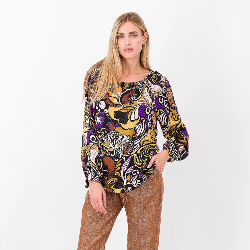 QVC Officina della Moda Blusa in raso di viscosa fantasia