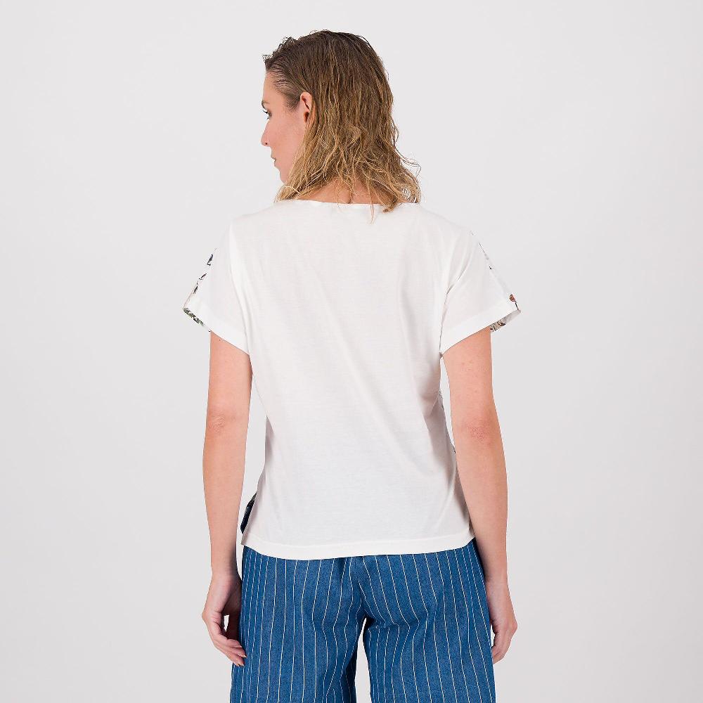 QVC Officina Della Moda Blusa In Tessuto Sangallo Fantasia Con Retro In Jersey