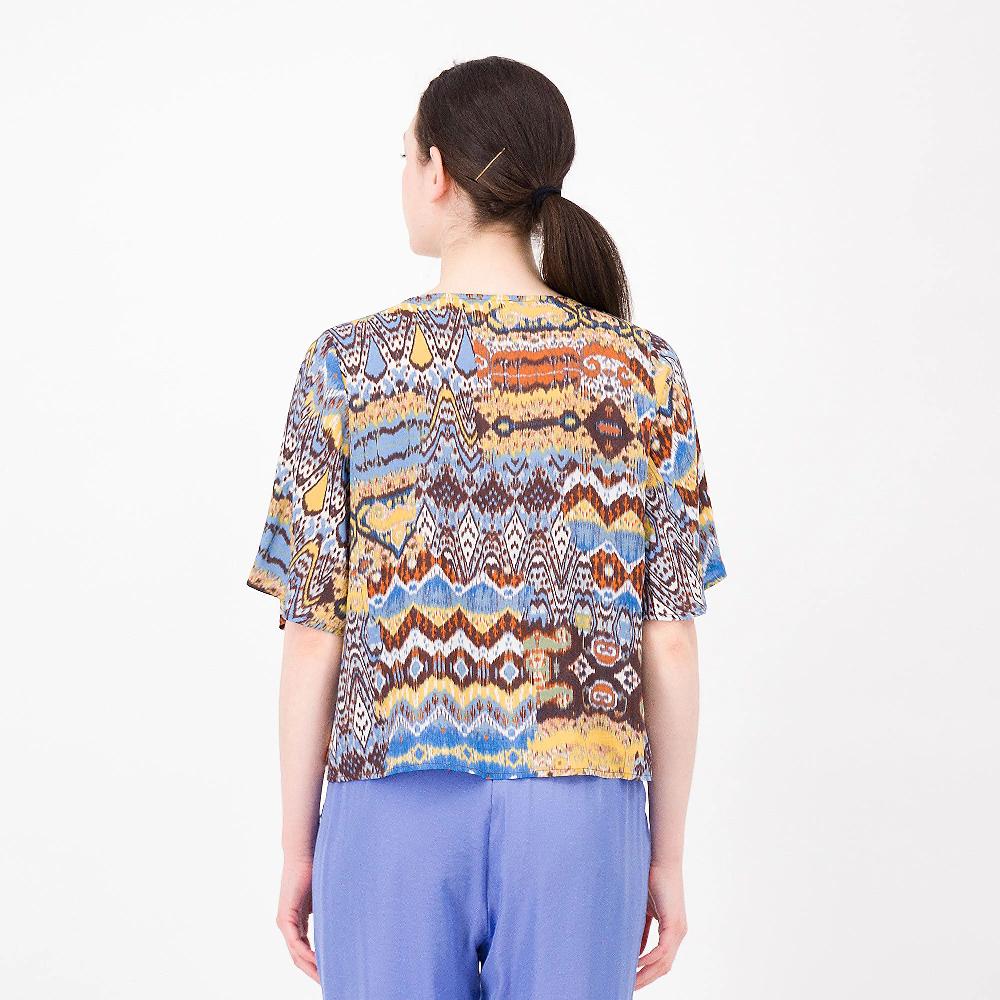 QVC Officina Della Moda Blusa In Viscosa Fantasia Maniche Kimono