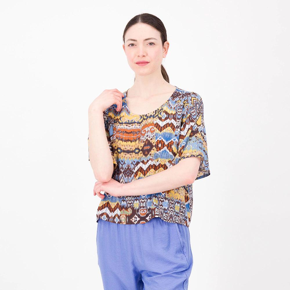 QVC Officina della Moda Blusa in viscosa fantasia maniche kimono