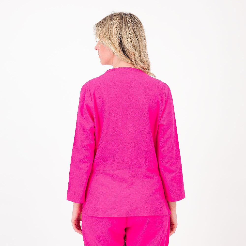 QVC Officina Della Moda Blusa Incrociata In Viscosa / Lino Manica 3/4 Made In Italy
