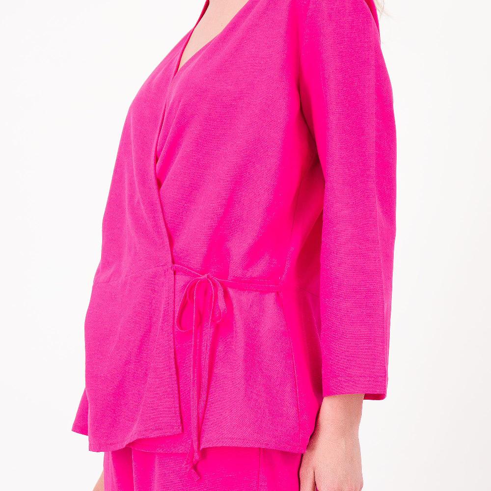 QVC Officina Della Moda Blusa Incrociata In Viscosa / Lino Manica 3/4 Made In Italy
