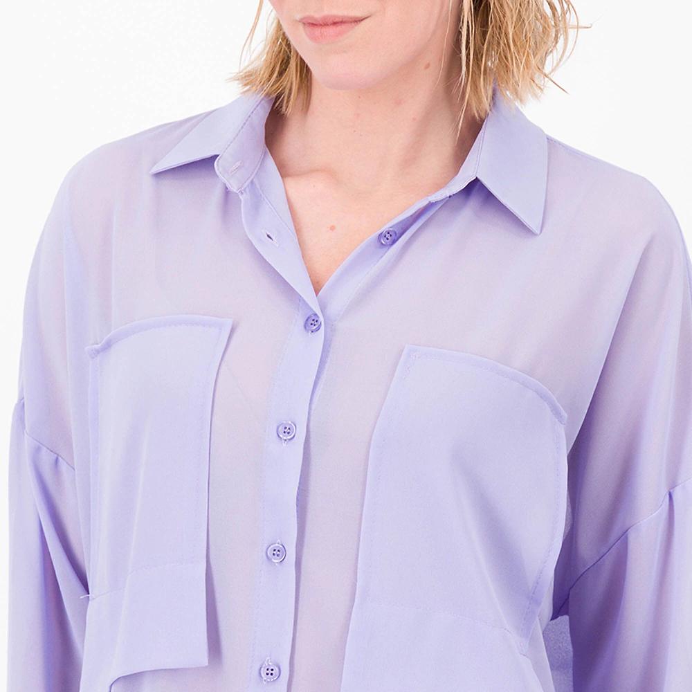 QVC Officina Della Moda Camicia A Manica Lunga Con Tasconi Davanti