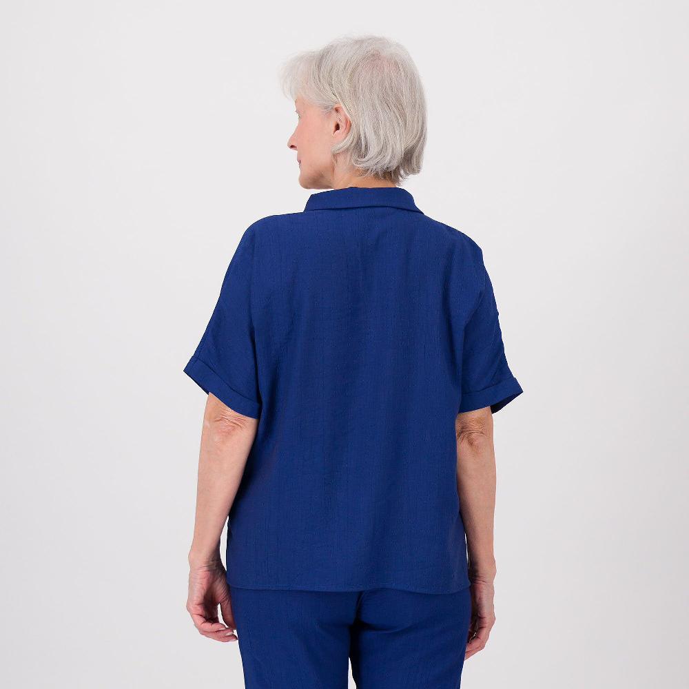 QVC Officina Della Moda Camicia A Maniche Corte In Misto Viscosa