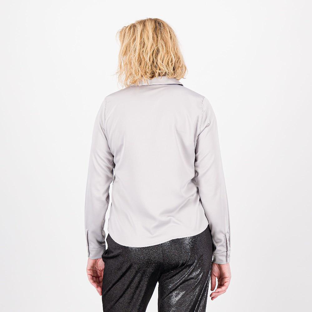 QVC Officina Della Moda Camicia In Raso Con Viscosa Allacciatura Nascosta