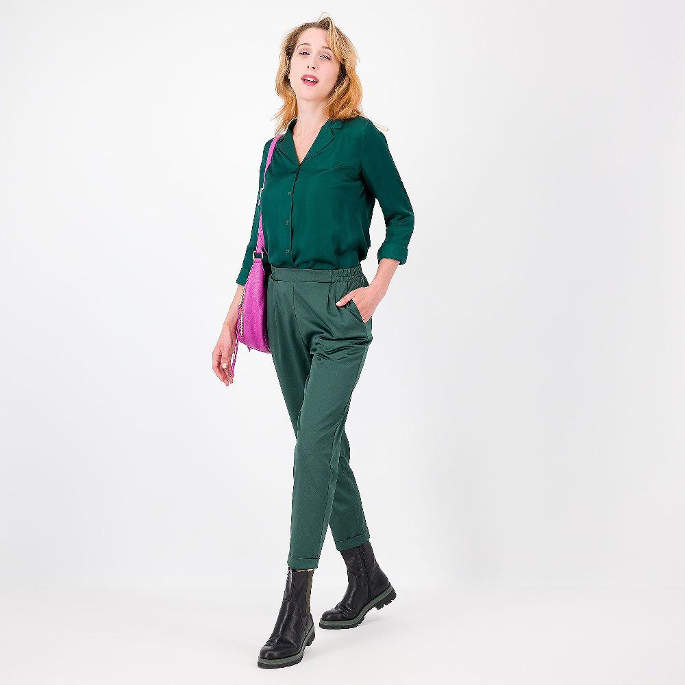 QVC Officina Della Moda Camicia In Raso Di Viscosa A Manica Lunga