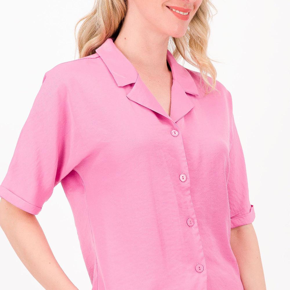 QVC Officina Della Moda Camicia In Raso Martellato Misto Viscosa