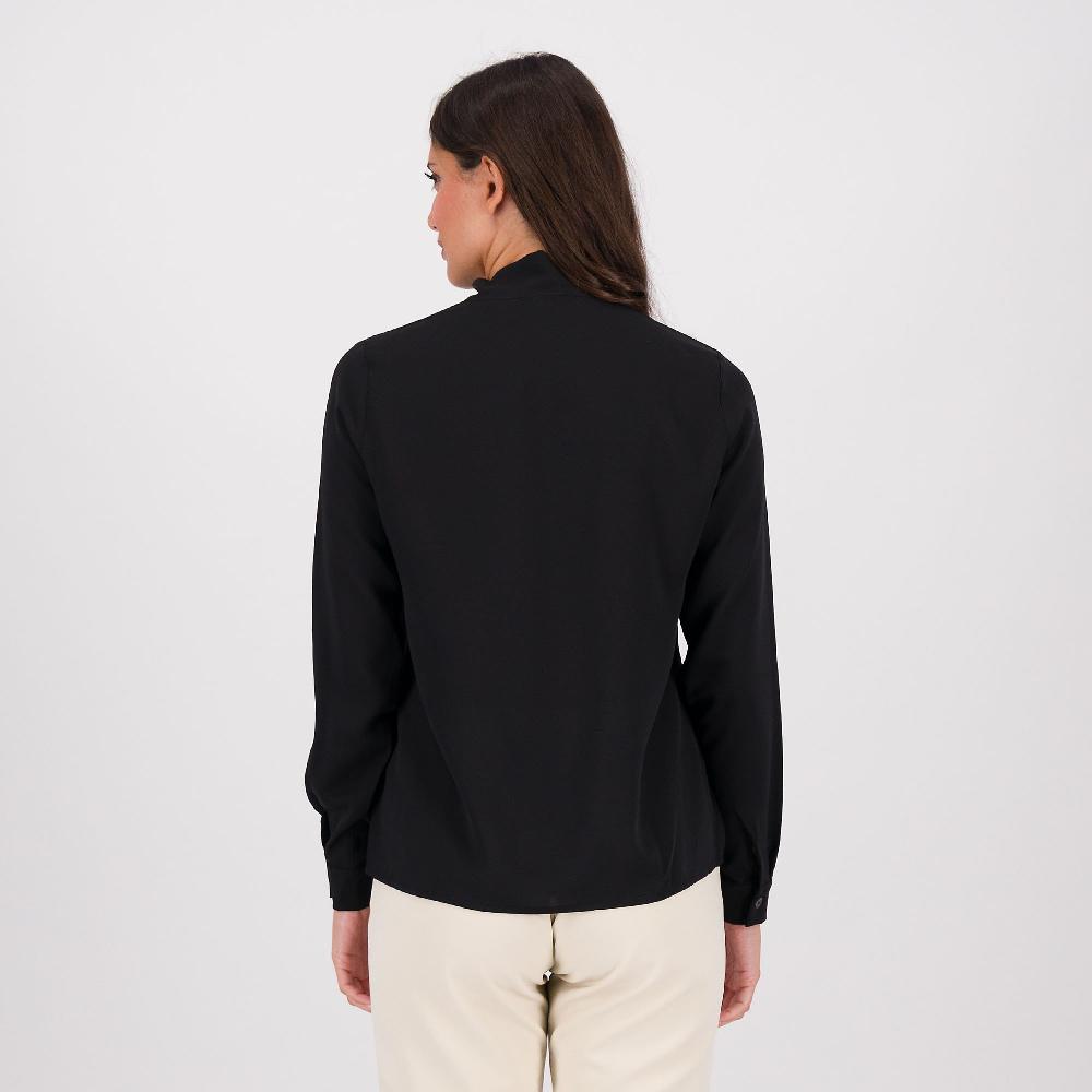 QVC Officina Della Moda Camicia In Raso Opaco Con Fiocco Davanti E Maniche Lunghe