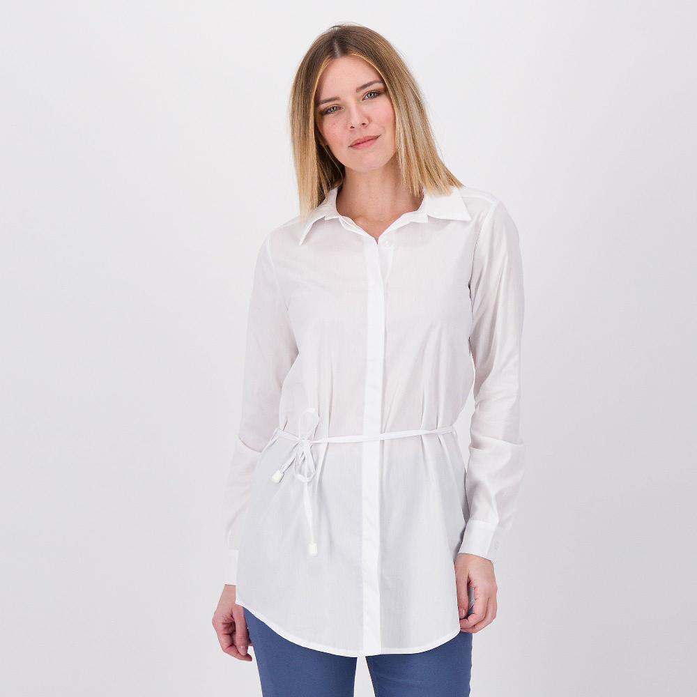 QVC Officina della Moda Camicia lunga in popeline di misto cotone