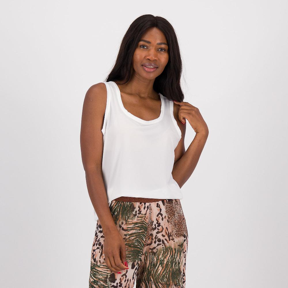 QVC Officina della Moda Canotta in jersey stretch con scollo tondo