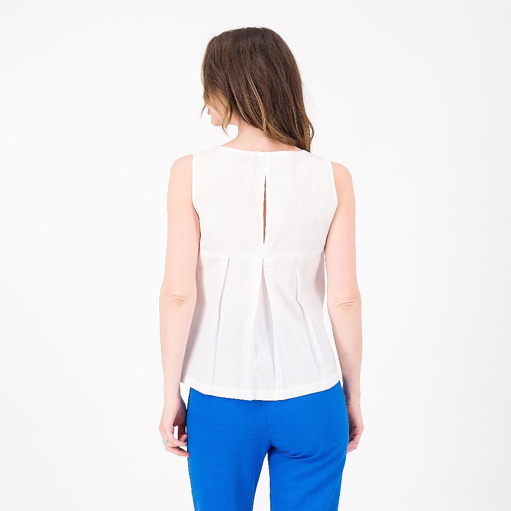 QVC Officina Della Moda Canotta In Tela Di Cotone Stretch Motivo Piega Dietro Made In Italy
