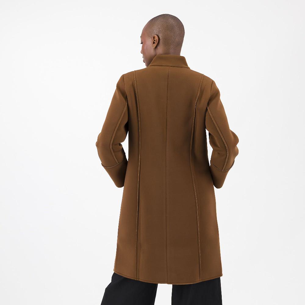 QVC Officina Della Moda Cappotto In Tessuto Accoppiato Con Zip E Collo Alto