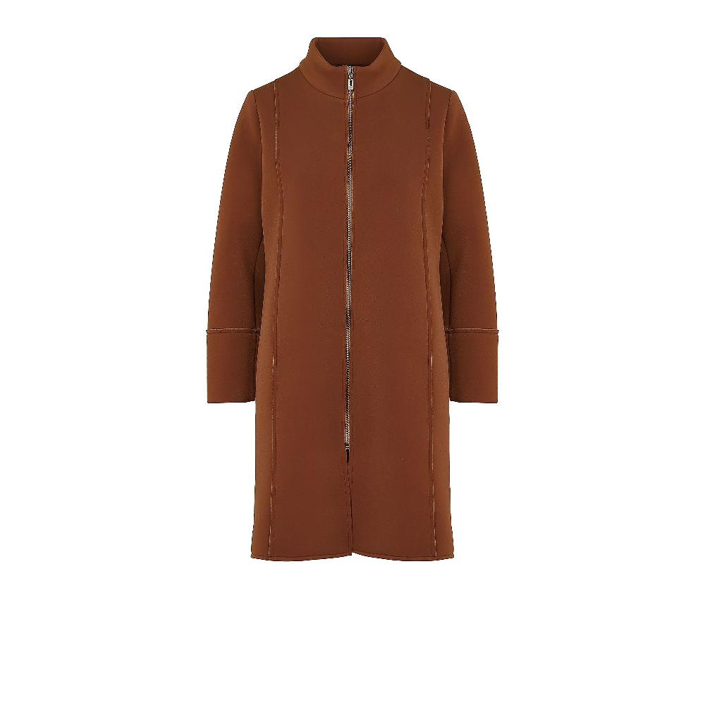 QVC Officina Della Moda Cappotto In Tessuto Accoppiato Con Zip E Collo Alto