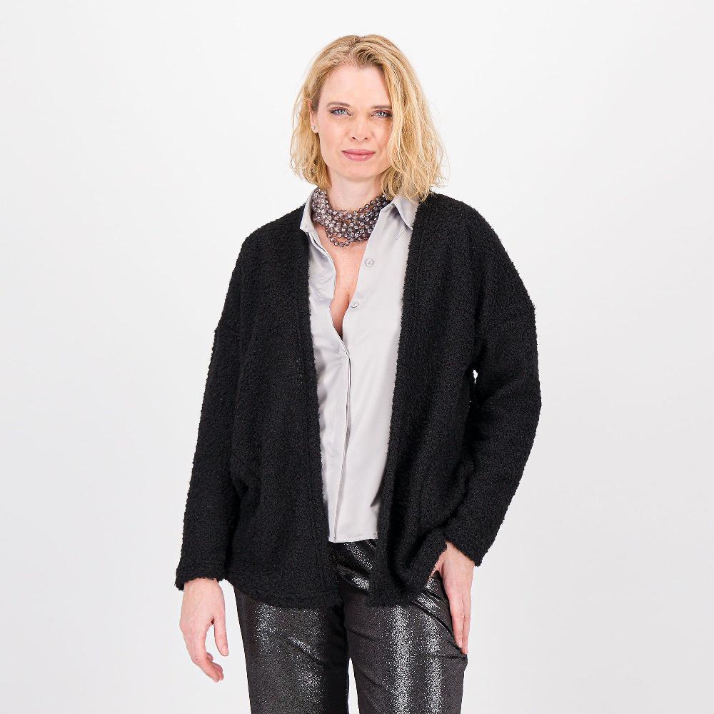 QVC Officina della Moda Cardigan in maglia bouclé con tasche