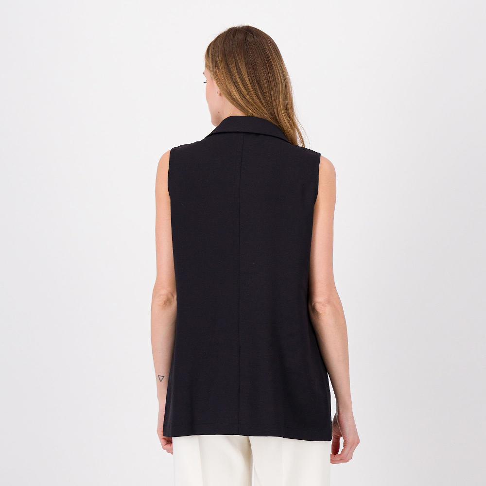 QVC Officina Della Moda Gilet Con Collo Rever 1 Bottone Chiusura In Tessuto Misto Viscosa