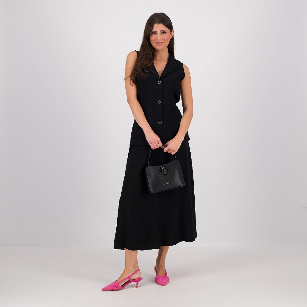 QVC Officina Della Moda Gilet Con Collo Rever In Tessuto Mosso Misto Viscosa